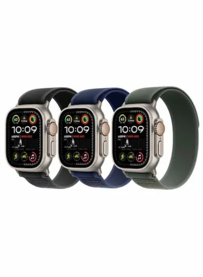 3-Piece Nylon Strap Natural Titanium Replacement Set Compatible with Apple Watch Strap Sizes: 42mm/44mm/45mm/46mm/49mm Fits Apple Watch Ultra/Ultra 2/Ultra 3, Series 11/10/9/8/SE/7/6/5/4/3/2/1 and other models Available in Black/Blue/Green Combo - Image 1